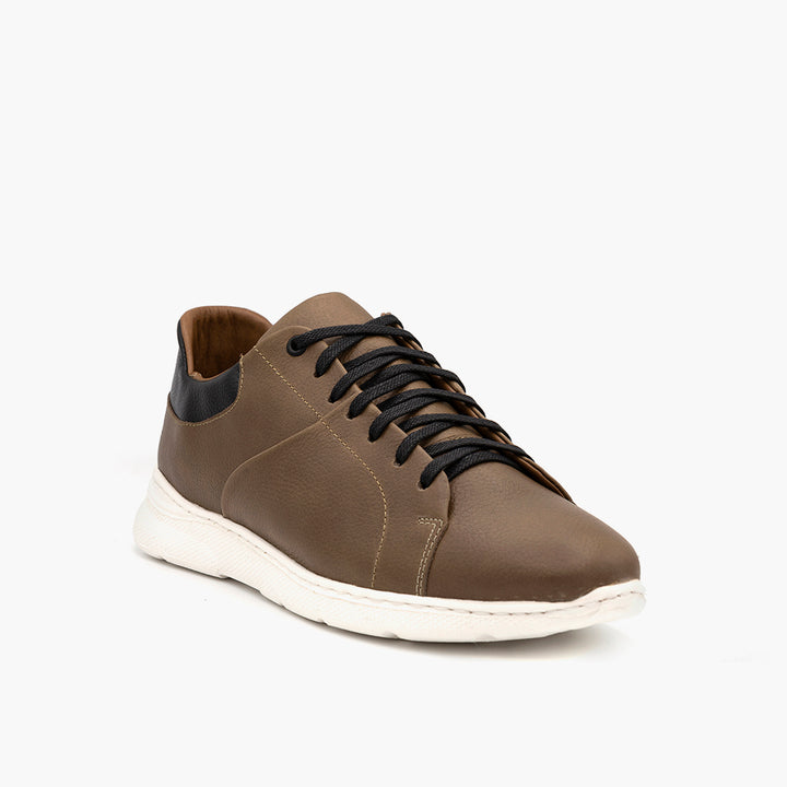 0048 Sneakers Cuir Taupe