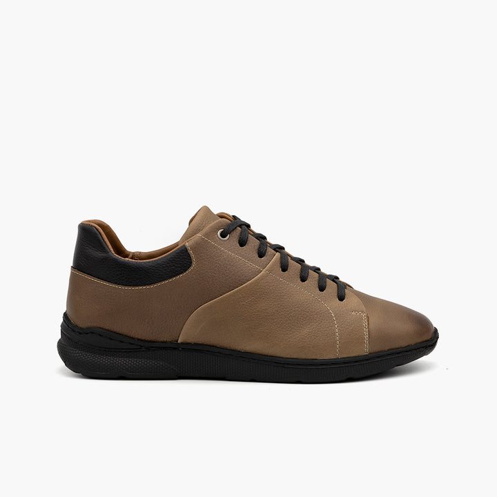 0048 Sneakers Cuir Taupe 2