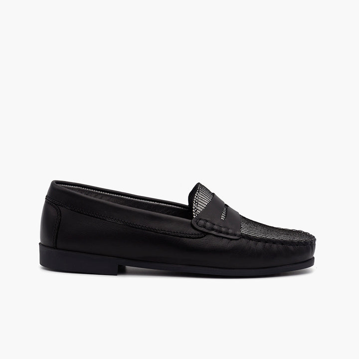 M005 Mocassin Cuir Noir Saturno