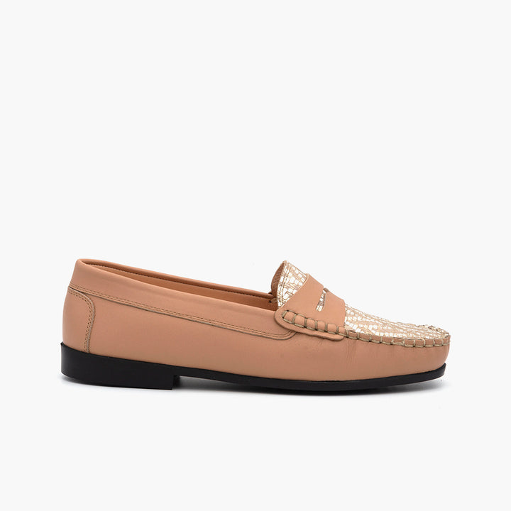 M012 Mocassin Cuir Saumon