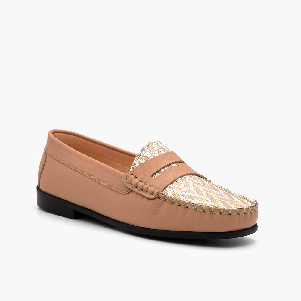 M012 Mocassin Cuir Saumon