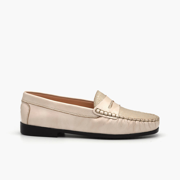 M014 Mocassin Cuir Beige