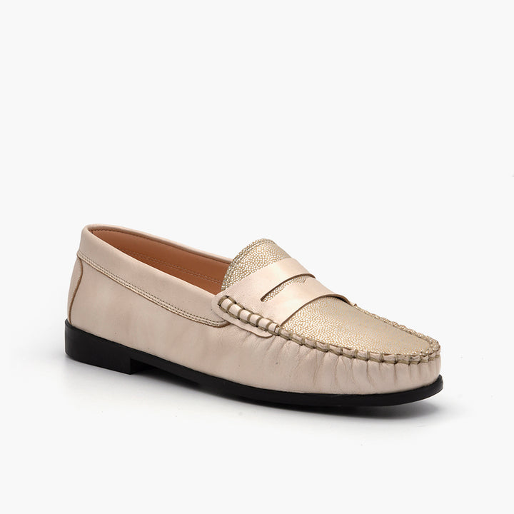 M014 Mocassin Cuir Beige