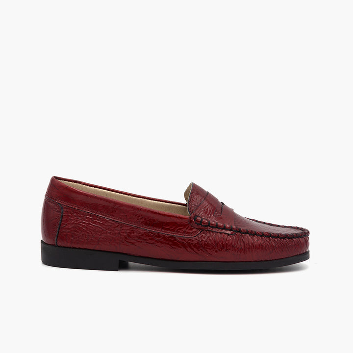 M015 Mocassin Cuir Bordeaux