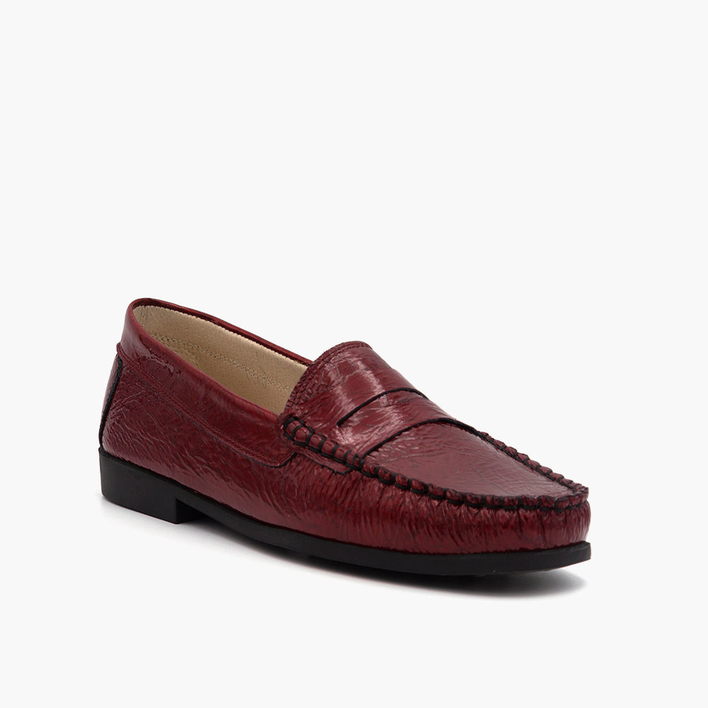 M015 Mocassin Cuir Bordeaux