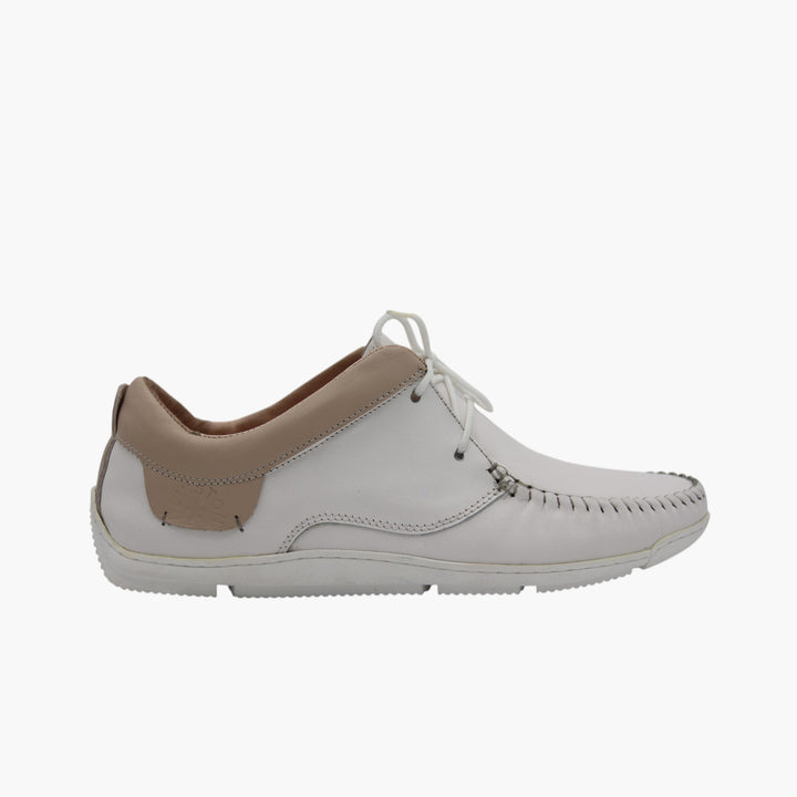 059 Mocassin Cuir Blanc