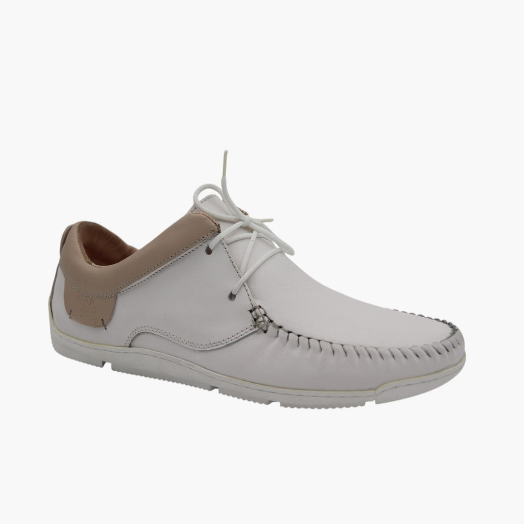 059 Mocassin Cuir Blanc