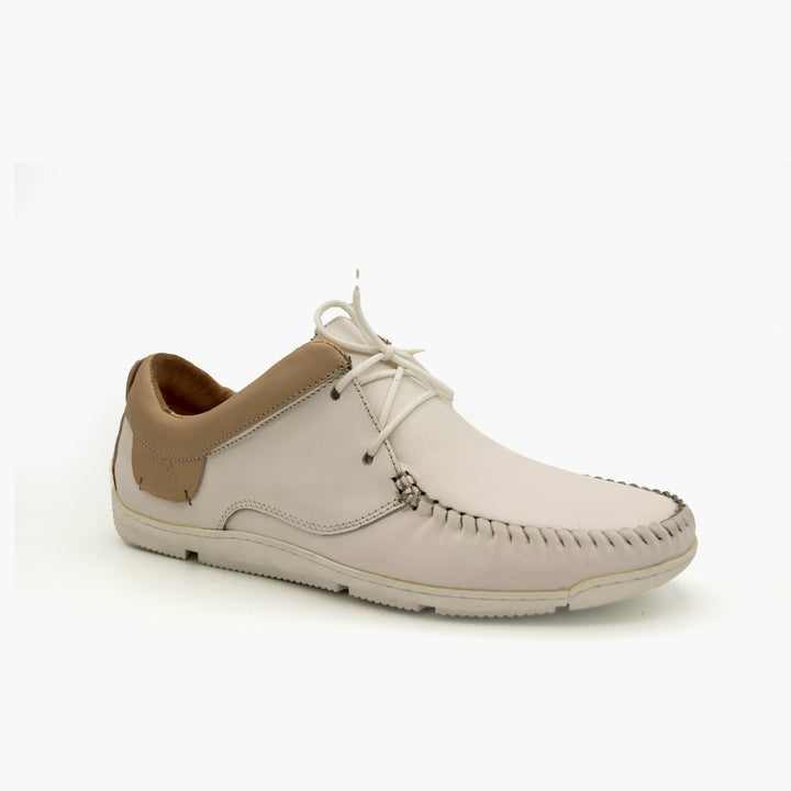 059 Mocassin Cuir Blanc