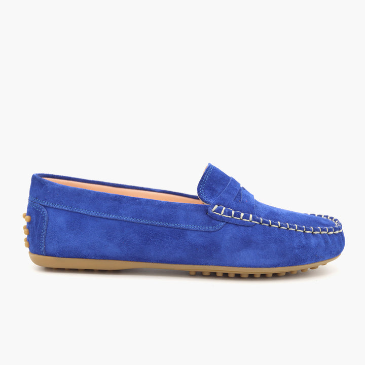 M03 Mocassin Daim Bleu Roi