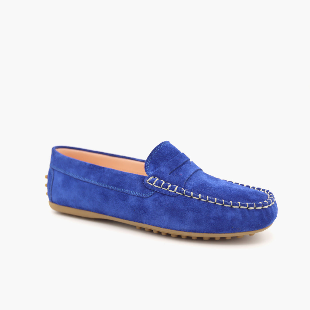 M03 Mocassin Daim Bleu Roi