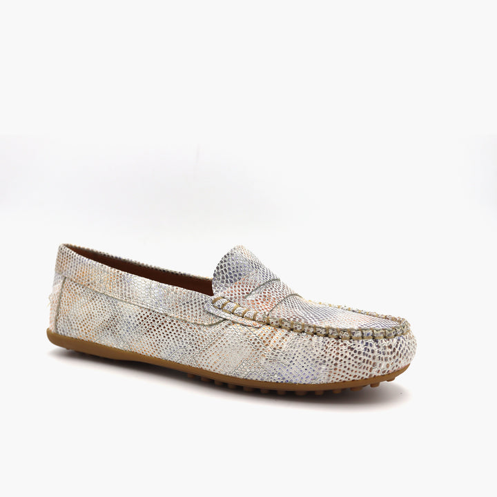 M03 Mocassin Beige Blanc