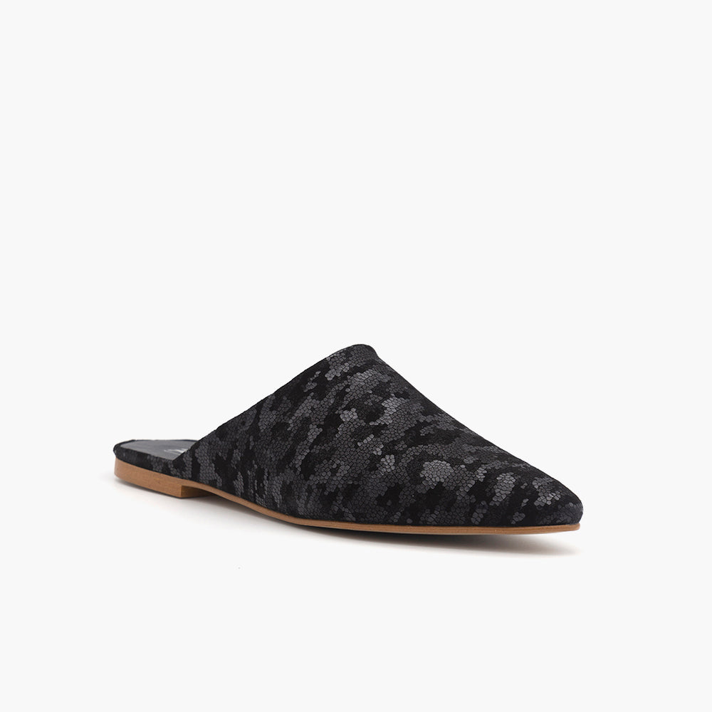 B005 Babouche Cuir Noir Nara