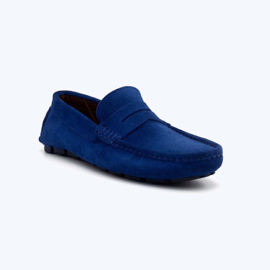 104 Mocassin Daim Bleu