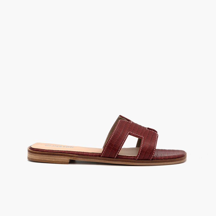 R120 Sandale Cuir Bordeaux